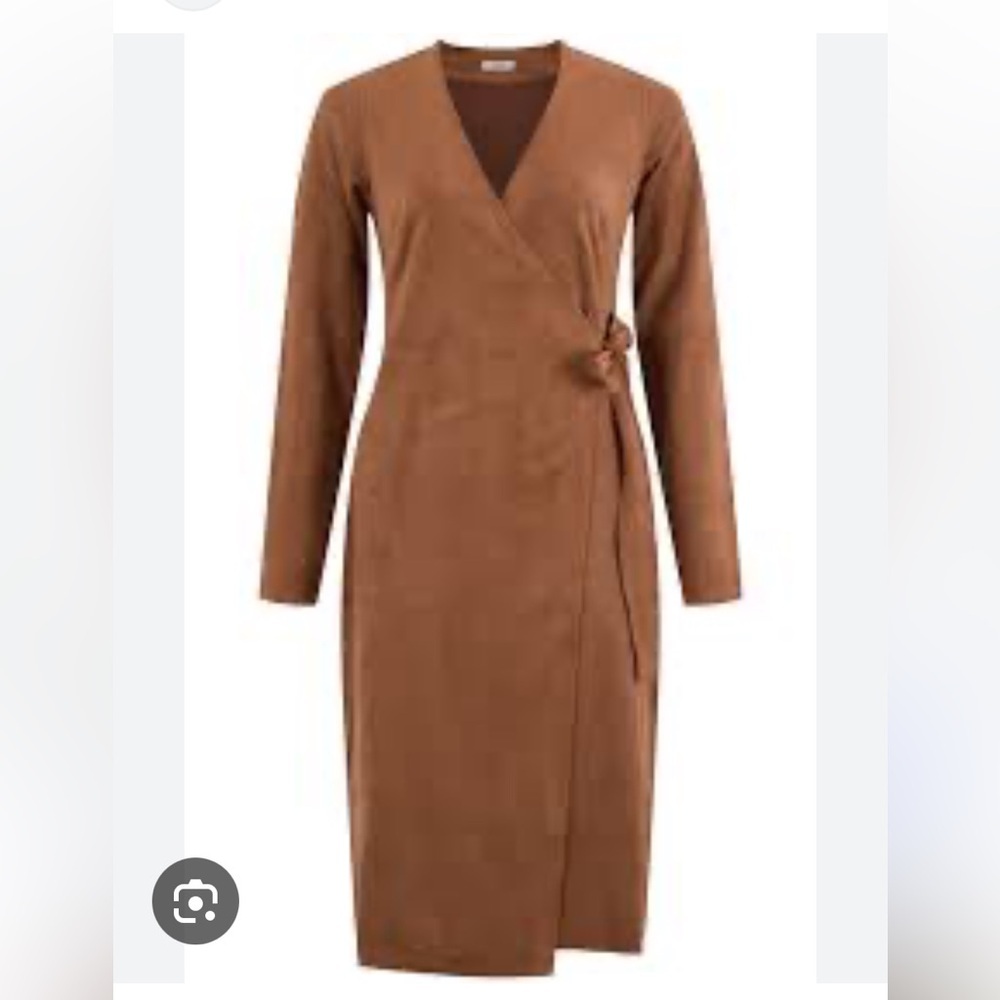 Anna Sui Faux Suede Brown Wrap Dress